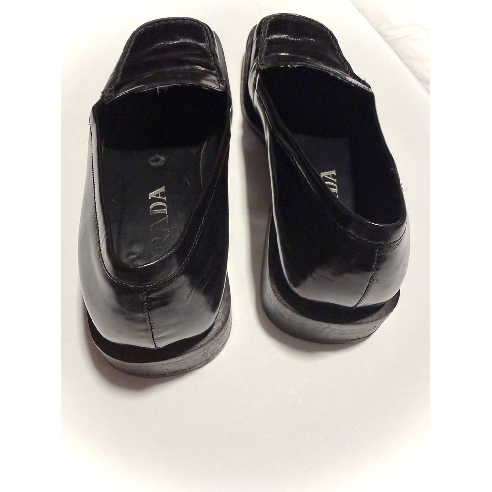 PRADA Square-Toe Loafer Casual Pumps Block Heel Black Size 6.5 - Picture 6 of 7